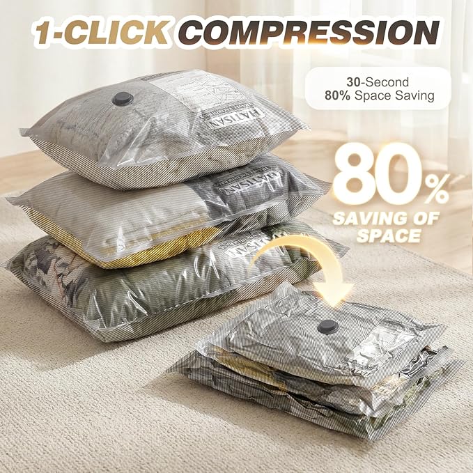 Vacuum Seal Bags for Clothing Travel with Rechargeable Electric Pump, Space Saver Vacuum Storage Bags Travel, Reusable Compre