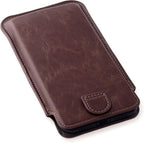 Dockem Provincial Wallet Sleeve for iPhone 17-11, 17-12 Pro, 17e, 16e, XR (6.1/6.3 inch) – Vintage Vegan Leather Pouch Cover with 2 Card Holder Slots [Brown]