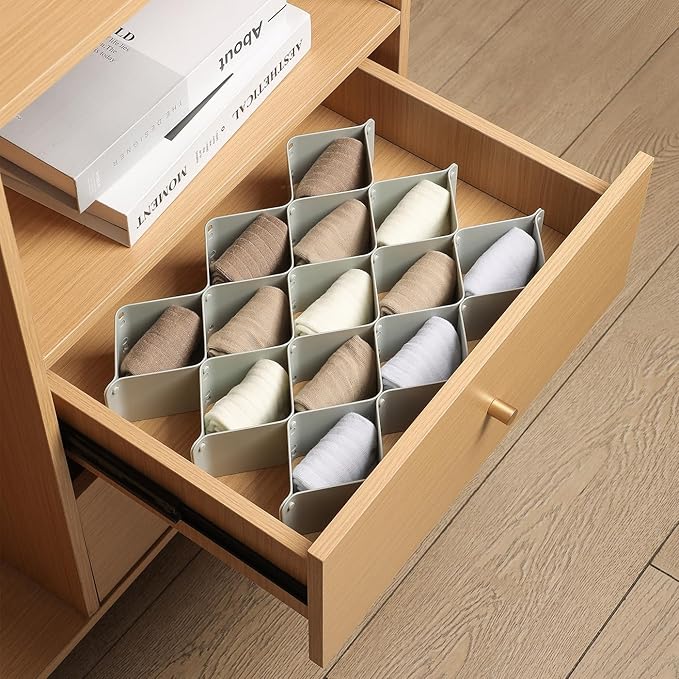 ROUFA Sock Drawer Organizer for Dresser, Honeycomb Underwear Dividers for Women, Panty Separator for Bras, Socks, Belt and Le