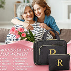 Gifts for Women, Initial Toiletry Makeup Bag Hanging Cosmetic Organizer with Embroidery Letter Personalized Nurse Teacher App