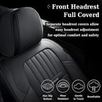 Coverado Car Seat Covers Full Set, Seat Covers for Cars, Black Car Seat Cover, Nappa Leather Car Seat Cushion, Car Seat Prote
