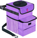 Car Trash Can Foldable Garbage Bin Leakproof 2.3 Gallons Purple