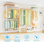 Ulif E10 Clothes Rack（With Stretchable Hanger Rod）Freestanding Clothing Racks for Hanging Clothes，Adjustable Closet Organizer