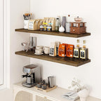 Dreamland 48" Floating Shelves for Wall, 12" Deep Slim Rustic Brown Floating Shelves, Wall-Mounted Shelves for Bedroom, Livin