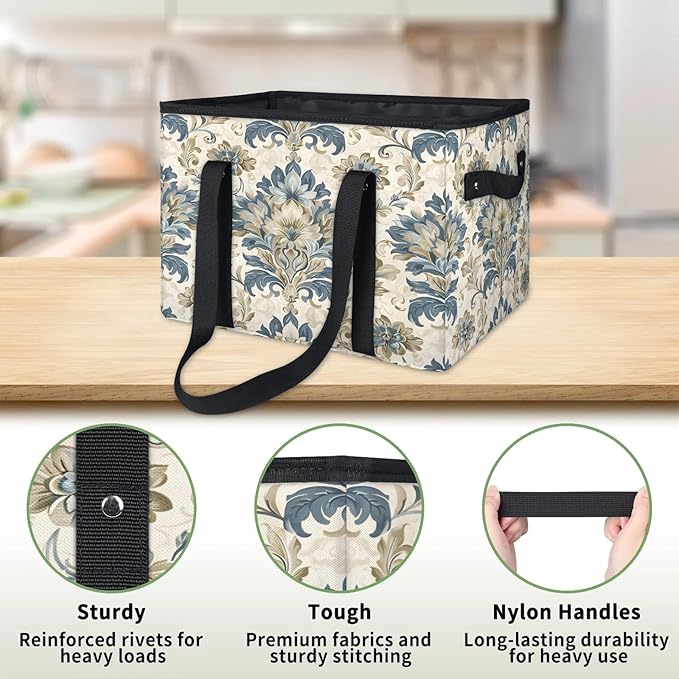 Reusable Grocery Bag, Foldable Large Shopping Tote Bag for Groceries Kitchen Picnic Car Trunk