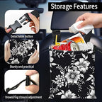 Car Trash Bag Large Hanging Can for Back of Seat, Cute Waterproof Car Garbage Bag for Vehicle, Travelling, Outdoor Beautiful Black White Floral