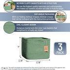 NaturalCozy Storage Cubes 9”x9”x7”Cotton Rope Woven Baskets for Organizing 3-Pack | 9 Inch Cube Storage Bin | Small Basket fo