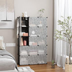 C&AHOME Cube Storage Organizer, 16-Cube Storage Shelving with Doors, Modular Book Shelf, Plastic Shelves Organizing Units, Id