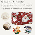 xigua Christmas Decoration Storage Basket Santa Collapsible Storage Bins Waterproof Canvas Storage Basket with Leather Handle