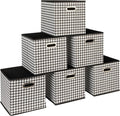 Household Essentials Foldable Fabric Storage Cubes 6-Pack – 11x11x11 Stackable Non-Woven Bins with Chipboard Sides & Grommet 
