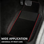 NBTEPEM Waterproof Universal Fit Car Floor Mats, Faux Leather Sporty Car Carpet Mats with Anti-Slip Nibbs Backing & Driver Heel Pad Fit for SUV, Vans, Sedans, Trucks, Set of 4 (Black with Red line)
