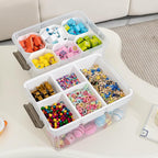 Citylife 17 QT Plastic Storage Box with Removable Tray and 6 Detachable Tall Inserts Craft Organizers and Storage Clear Stora