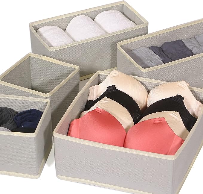 DIOMMELL 12 Pack Foldable Cloth Storage Box Closet Dresser Drawer Organizer Fabric Baskets Bins Containers Divider for Baby C