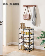 SONGMICS Shoe Rack, 4-Tier Shoe Organizer, Metal Storage Shelf, Upright or Upside Down, for 5-10 Pairs, Stackable, for Entryw