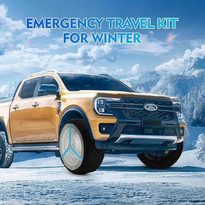 K-Musculo Snow Socks for Tires, Snow Socks Snow Chain for Car SUV Pickup Easy to Use, Ultimate Grip, Washable.100 KM Safely I