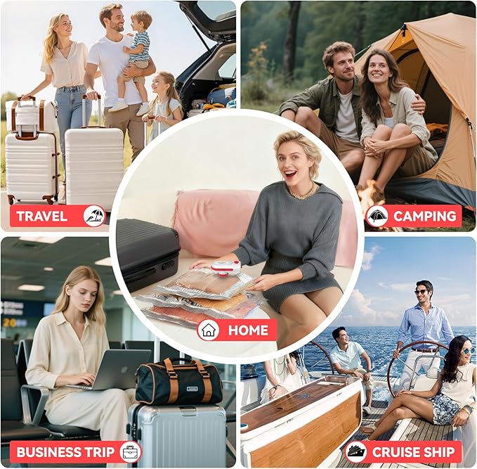 12 Pack Vacuum Bags for Travel with USB & TYPE C Pump,Compression Packing Cubes for Luggage,Carry-on Space Saver Vacuum Seal 