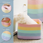 OrganiHaus Pastel Rainbow Basket - Colorful Woven Storage Basket for Playroom, Nursery & Classroom Decor & Toy Storage, 15x9x
