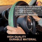 PINCTROT Large Size Bling Comfy Steering Wheel Cover with Jumbo Crystal Rhinestones, Anti-Slip Diamond Leather, 15.5-15.75 Inch (Vivid Green)