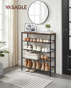 VASAGLE Shoe Rack for Entryway, 5-Tier Shoe Rack Organizer with Storage Shelves and Spacious Top, Freestanding, Adjustable, I