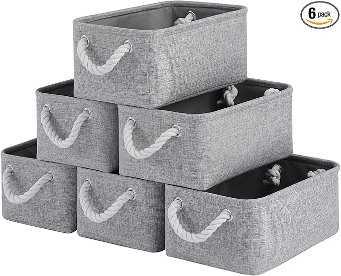 Storage Baskets for Shelves 11.8x7.9x5.2 Inch, Foldable Fabric Storage Bins with Handles, Small Storage Baskets for Organizin