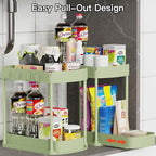 Ukeetap 2 Pack Multi-Purpose Pull-Out Storage Organizers, Under Sink Organizers and Storage for Bathroom & Kitchen, Under Cab
