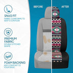 BDK Pink Inca Car Seat Covers for Front Seats, 2 Pack– Geometric Print Front Seat Cover Set with Matching Headrest, Sideless 