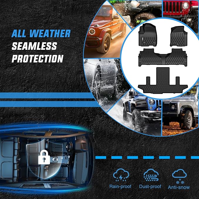 Nilight TPE Floor Mats for Chevy Chevrolet Suburban GMC Yukon XL 7 Seats Bucket Seats 2021 2022 2023 2024 2025 2026 All Weather Custom Fit Heavy Duty Floor Liners