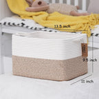 COMFY-HOMI 3-Pack Cotton Rope Woven Basket with Handles for Shelves, Books, Toys, Cloth Storage|Towel Storage|Nursery Baby Ba