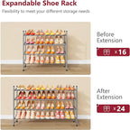Tajsoon Expandable Shoe Rack for Closet 4 Tier, 29“-41“Adjustable & Stackable Shoe Shelf Storage, Metal Shoe Rack Organizer f