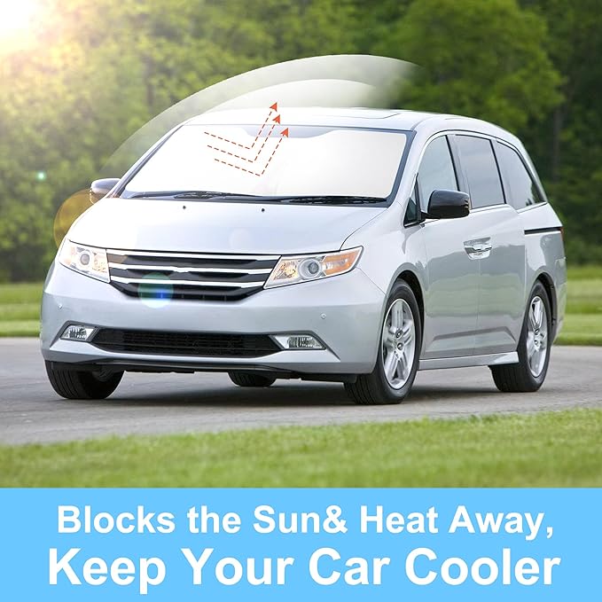 TINGLU Sun Shade for Honda Odyssey 2018-2024 2025 2026 LX,EX,EX-L,Touring,Elite Minivan Accessories Windshield Sun Shade Window Shade UV Rays Protection Sun Visor Cover