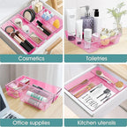 WOWBOX 25 PCS Plastic Drawer Organizer Set, 4 Sizes Desk Drawer Divider Organizers and Storage Bins for Makeup, Jewelry, Gadg