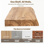 Vivelove 55 Inch Live Edge Floating Shelves Solid Wood, Elm Shelves for Wall with Invisible Bracket for Living Room Bedroom B