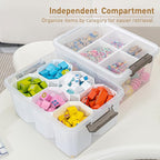 Citylife 17 QT Plastic Storage Box with Removable Tray and 6 Detachable Tall Inserts Craft Organizers and Storage Clear Stora