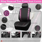 CAR PASS Bling Rhinestone Car Seat Covers Leather Shining Diamond Car Floor Mats Carpet with Anti-Slip Nibs Bling Diamonds Ca
