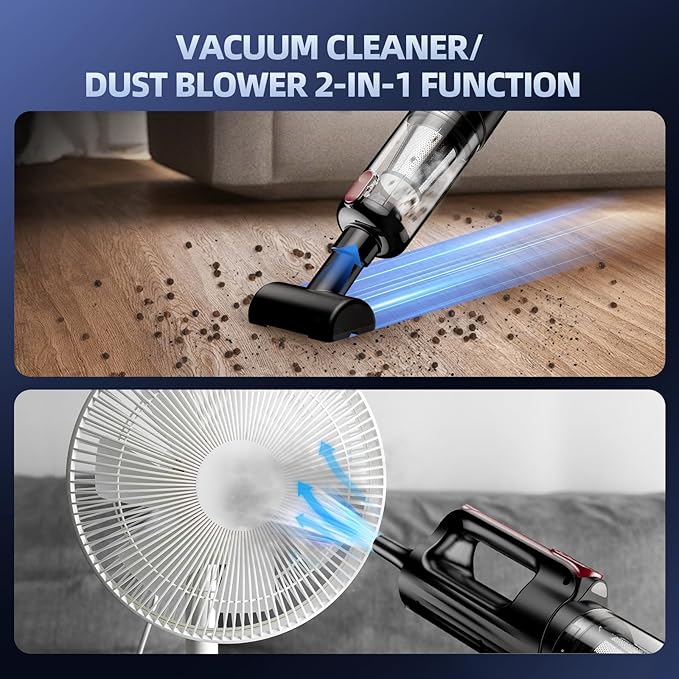 Handheld Vacuum Cleaner, 18000Pa 2 in 1 Cordless Car Vacuum Cleaner&Air Duster, 130W Brushless Motor with 7800mAh Battery, LE