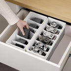 3 Packs Fabric Belt Organizer, 6 Grids Belt Organizer for Closet and Drawer, Foldable Dresser Drawer Organizers, Tie Storage 