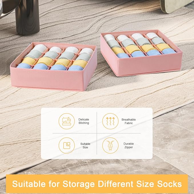 Joyoldelf Sock Drawer Organizer Divider, 16-Cell Underwear Organizers and Storage Fabric Drawer Organizer for Socks, Lingerie