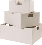 ANMINY 6PCS Storage Baskets for Organizing Collapsible Fabric Storage Bins Boxes with Wood Handles Closet Shelves Cube Organi