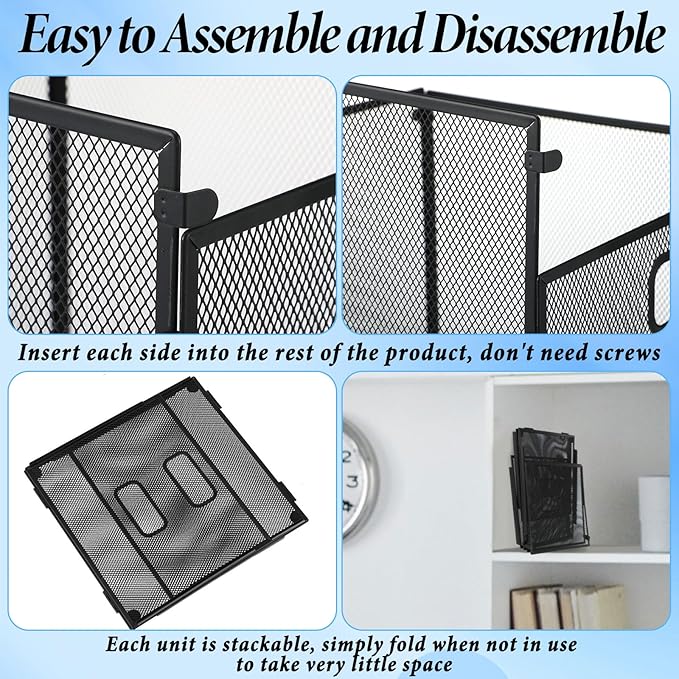 2 Pack Hanging File Holder, 10 Hanging Folders, Metal Mesh, Letter Size Folder Storage, Desktop Storage Cabinets, Office Scho