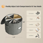 Vailando Shoe Organizer for Closet - Cylindrical Shoe Storage Organizer with Adjustable Dividers for Closet, Foldable Shoe St