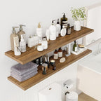 Dreamland 55" Floating Shelves for Wall, 12" Deep Slim Walnut Floating Shelves, Wall-Mounted Shelves for Bedroom, Living Room