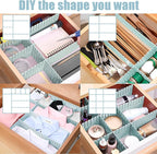 JEPELUS 40 PCS Drawer Dividers, Adjustable Drawer Organizer for Socks Underwear Makeup Cutlery Clothes Dresser, DIY Grid Draw