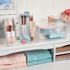 STORi Chloe Stackable Makeup Holder & Drawer Organizer Set, Clear, BPA-Free Plastic, Made in USA, Organize Brushes, Cosmetics