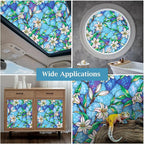 Coavas Decorative Window Privacy Film, Heat Control Sun Blocking Stained Glass Window Film, Floral Design Static Cling, Non Adhesive Windows Tint for Bathroom Front Door(Vinyl, 47.2" x 157.4 ")