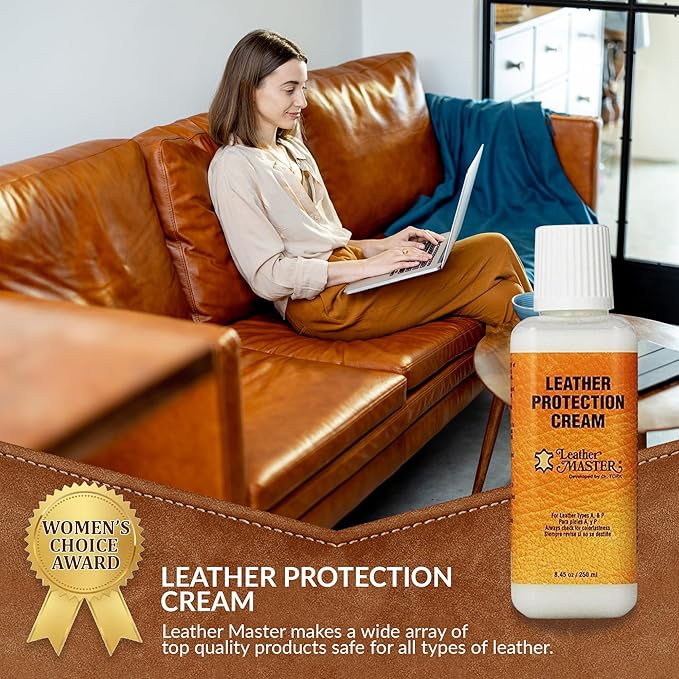 LEATHER MASTER 250ML Leather Protection Cream - Leather Cleaner and Conditioner for Couch Clothes Purses Shoes Boots Car Leat