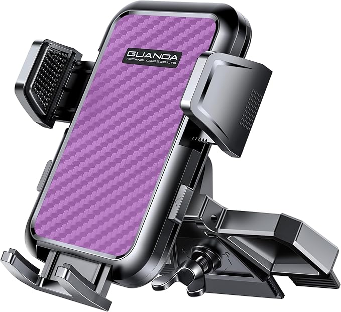 CD Slot Phone Mount, Upgraded Car Phone Holder [Thick Cases Friendly], Universal Phone Mount for Car CD Slot Mount for iPhone, Google, Samsung, Moto, Huawei, LG, and More (Purple)