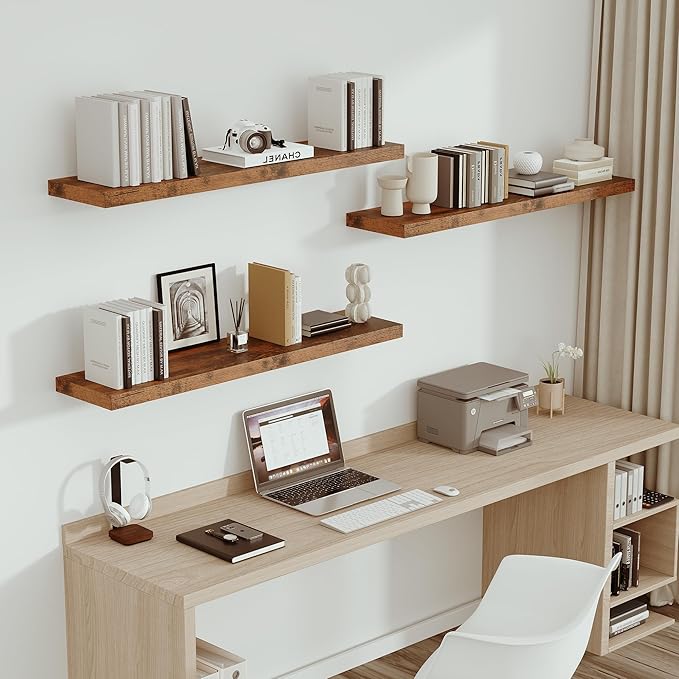 Vivelove Farmhouse Single Floating Shelves for Wall 48 in x 10.3in x 1.8in, Large Wall Long Shelves Heavy Duty 80 lbs for Bed