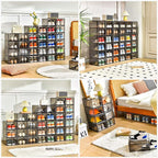 12 Pack Shoe Boxes Shoes Organizer, Shoe Storage Organizer Boxes with Magnetic Door, Clear Shoe Organizers Sneaker Storage Sh