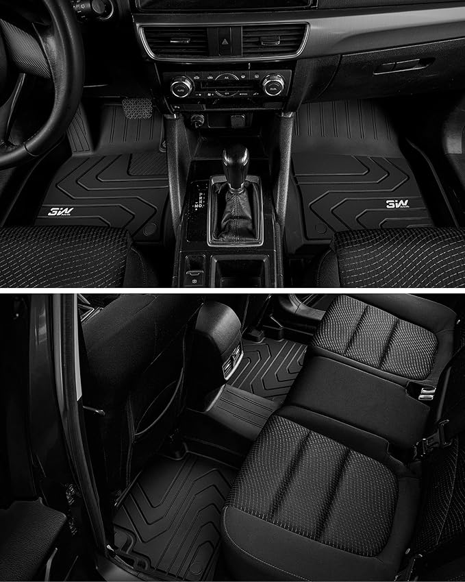 3W Floor Mats Fit Kia Telluride 2020-2024 2025 7&8 Seats, TPE All Weather Custom Fit Floor Mats for Kia Telluride for Car Mats Anti-Slip Heavy Duty Accessories, Black