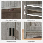 Iwell Storage Cabinet with 2 Drawers & 2 Adjustable Shelves, Kitchen Cabinet, Cupboard, for Living Room, Kitchen, Entryway, H
